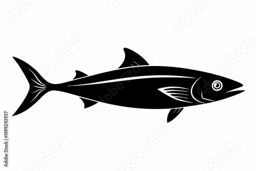 sardine silhouette line art vector illustration with a white background