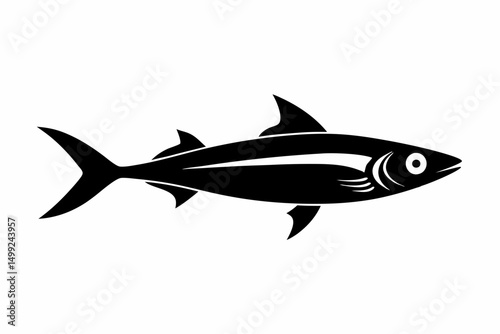 sardine silhouette line art vector illustration with a white background