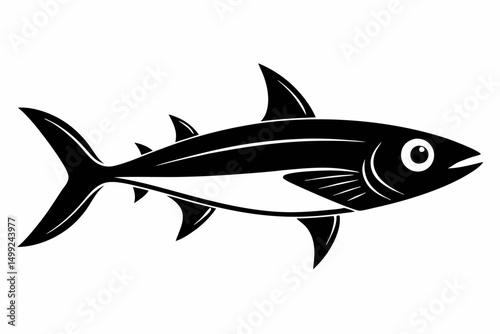 sardine silhouette line art vector illustration with a white background