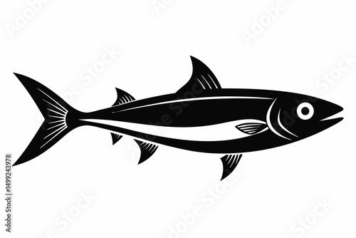 sardine silhouette line art vector illustration with a white background