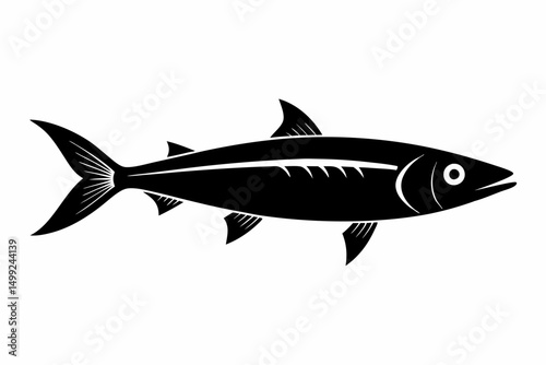 sardine silhouette line art vector illustration with a white background