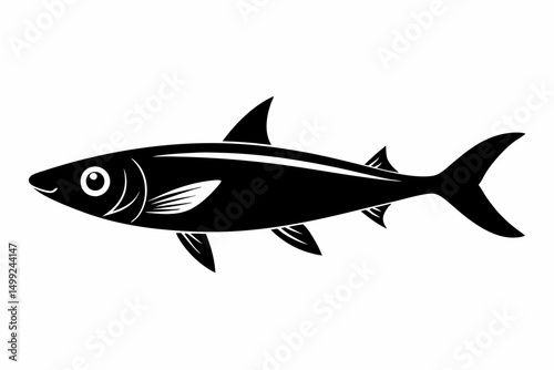 sardine silhouette line art vector illustration with a white background