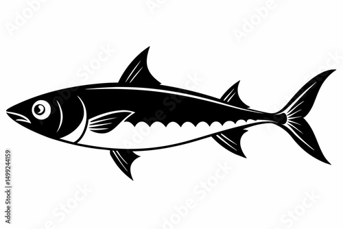 sardine silhouette line art vector illustration with a white background