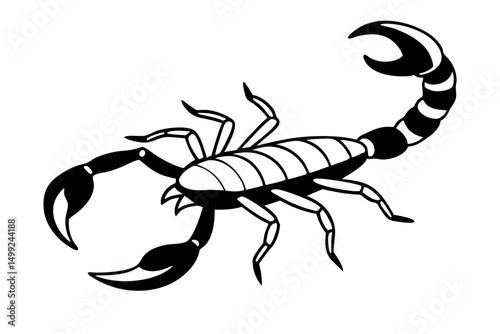 scorpion silhouette line art vector illustration with a white background
