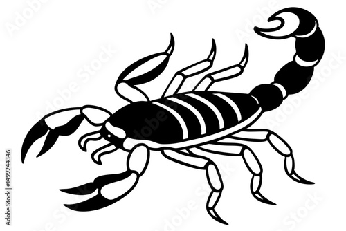 scorpion silhouette line art vector illustration with a white background