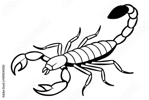 scorpion silhouette line art vector illustration with a white background