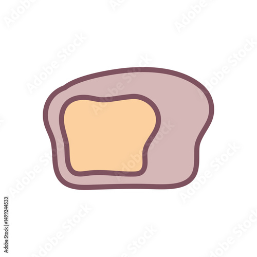 Cute bread icon. Нand-drawn illustration of a loaf of bread isolated on a white background. Kawaii sticker. Vector 10 EPS.
