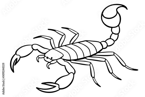 scorpion silhouette line art vector illustration with a white background