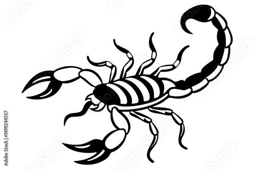 scorpion silhouette line art vector illustration with a white background