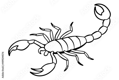 scorpion silhouette line art vector illustration with a white background
