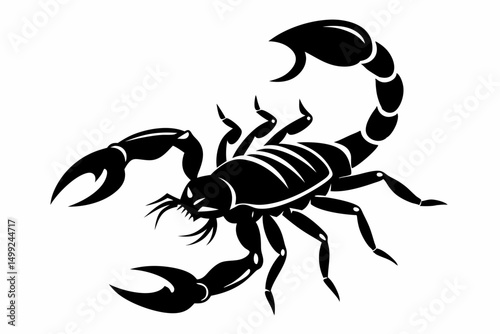 scorpion silhouette line art vector illustration with a white background