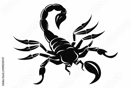 scorpion silhouette line art vector illustration with a white background