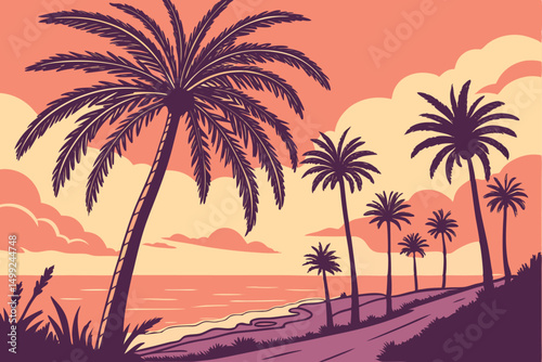 palm trees on sunset
