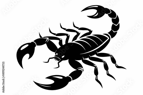scorpion silhouette line art vector illustration with a white background