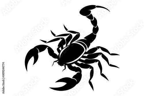 scorpion silhouette line art vector illustration with a white background