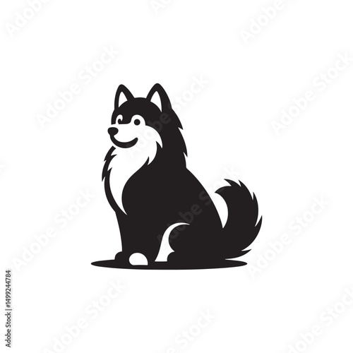 "Charming Pomsky Vector Silhouette: Stylish Hybrid Dog Design Showcasing Fluffy Coat, Perky Ears, and Playful Stance in Clean, Minimalist Style for Craft and Digital Projects"

