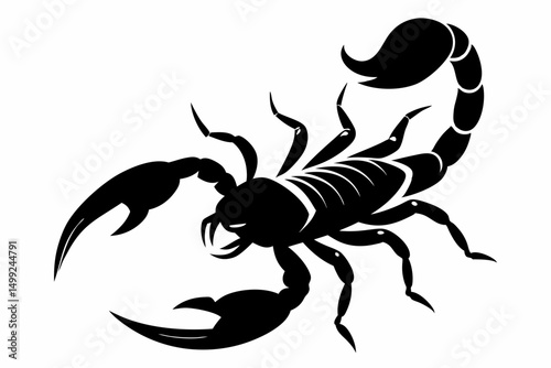 scorpion silhouette line art vector illustration with a white background