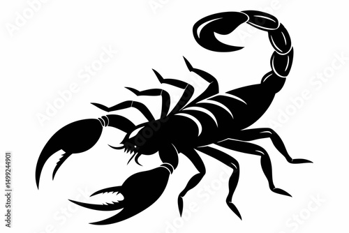 scorpion silhouette line art vector illustration with a white background