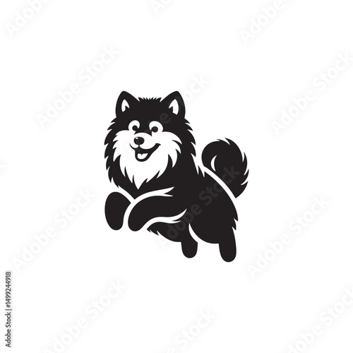 "Charming Pomsky Vector Silhouette: Stylish Hybrid Dog Design Showcasing Fluffy Coat, Perky Ears, and Playful Stance in Clean, Minimalist Style for Craft and Digital Projects"
