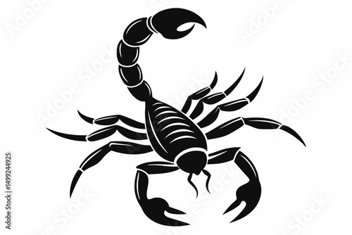 scorpion silhouette line art vector illustration with a white background