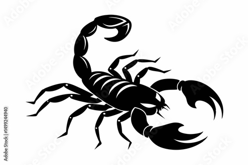 scorpion silhouette line art vector illustration with a white background