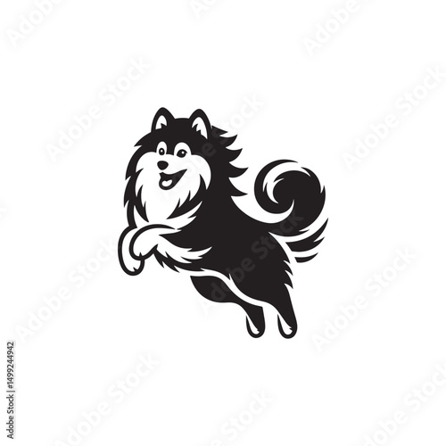 "Charming Pomsky Vector Silhouette: Stylish Hybrid Dog Design Showcasing Fluffy Coat, Perky Ears, and Playful Stance in Clean, Minimalist Style for Craft and Digital Projects"
