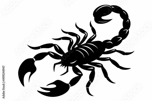 scorpion silhouette line art vector illustration with a white background
