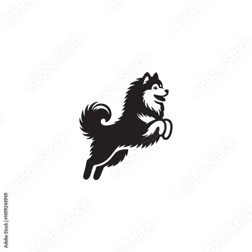 "Charming Pomsky Vector Silhouette: Stylish Hybrid Dog Design Showcasing Fluffy Coat, Perky Ears, and Playful Stance in Clean, Minimalist Style for Craft and Digital Projects"
