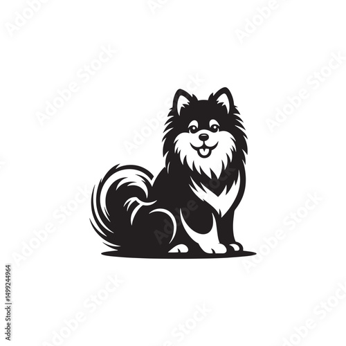 "Charming Pomsky Vector Silhouette: Stylish Hybrid Dog Design Showcasing Fluffy Coat, Perky Ears, and Playful Stance in Clean, Minimalist Style for Craft and Digital Projects"
