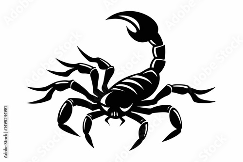 scorpion silhouette line art vector illustration with a white background