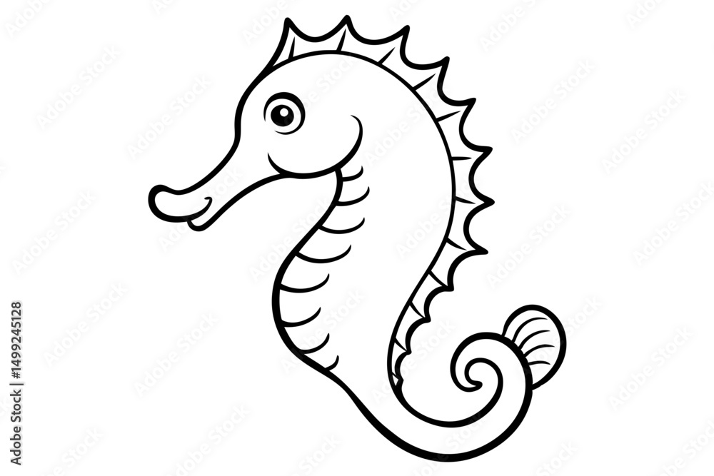 Fototapeta premium seahorse silhouette line art vector illustration with a white background
