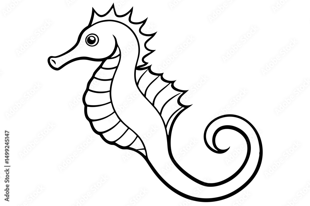 Fototapeta premium seahorse silhouette line art vector illustration with a white background