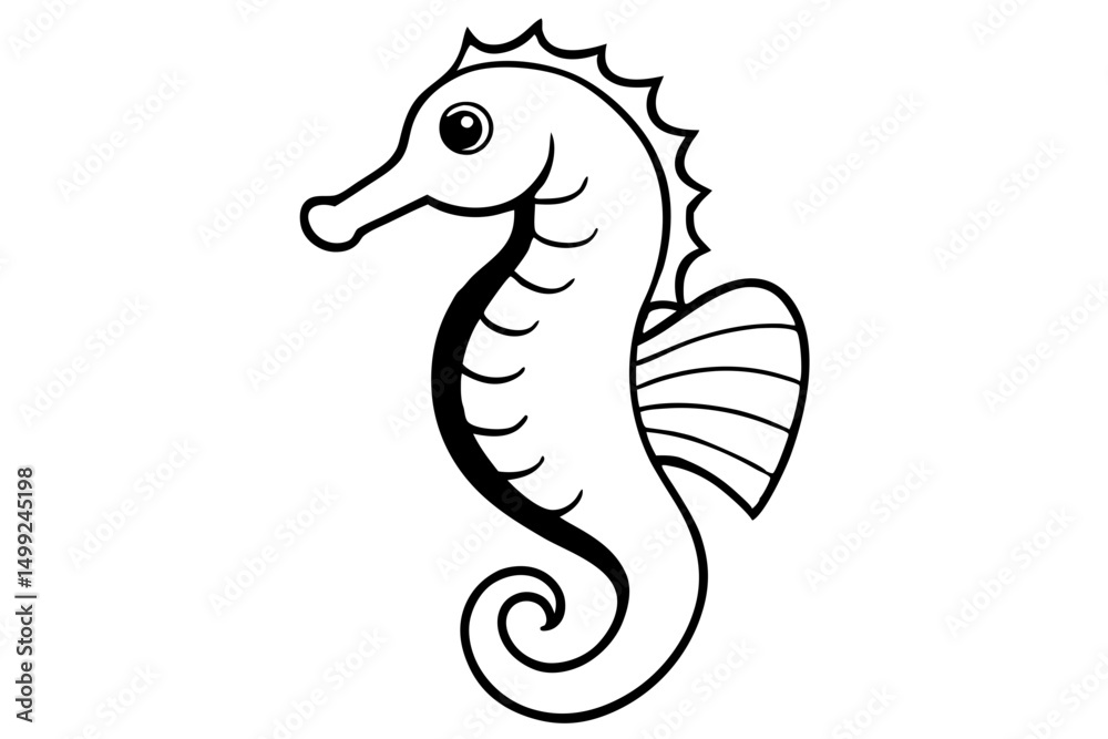 Fototapeta premium seahorse silhouette line art vector illustration with a white background
