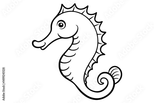 seahorse silhouette line art vector illustration with a white background