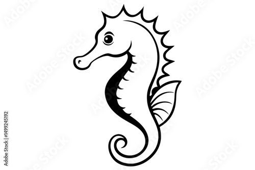 seahorse silhouette line art vector illustration with a white background