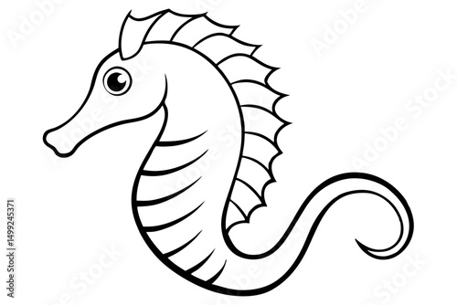 seahorse silhouette line art vector illustration with a white background