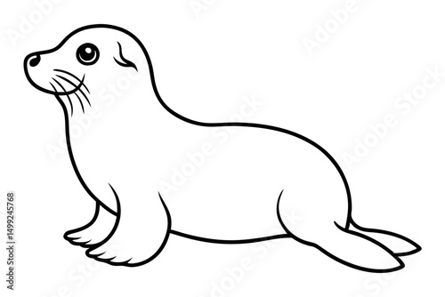 seal silhouette line art vector illustration with a white background