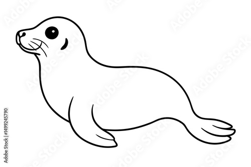 seal silhouette line art vector illustration with a white background