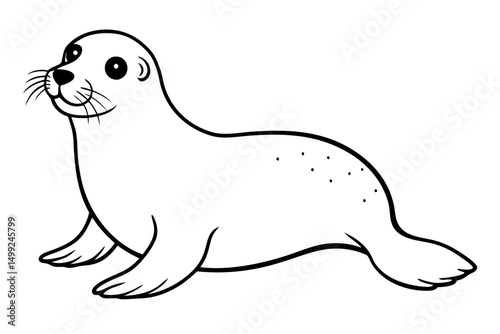 seal silhouette line art vector illustration with a white background
