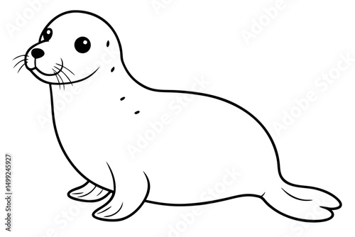 seal silhouette line art vector illustration with a white background