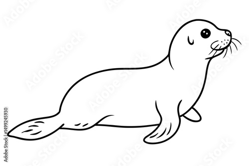 seal silhouette line art vector illustration with a white background