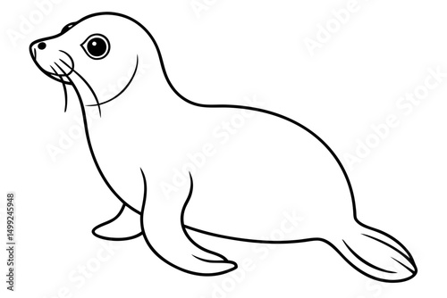 seal silhouette line art vector illustration with a white background