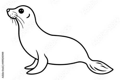 seal silhouette line art vector illustration with a white background