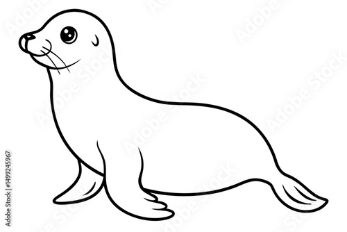 seal silhouette line art vector illustration with a white background