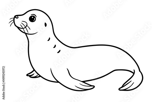 seal silhouette line art vector illustration with a white background