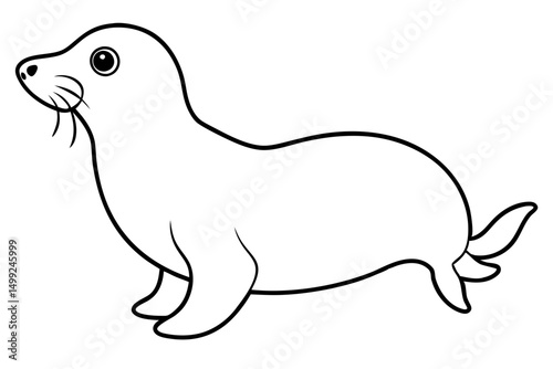 seal silhouette line art vector illustration with a white background