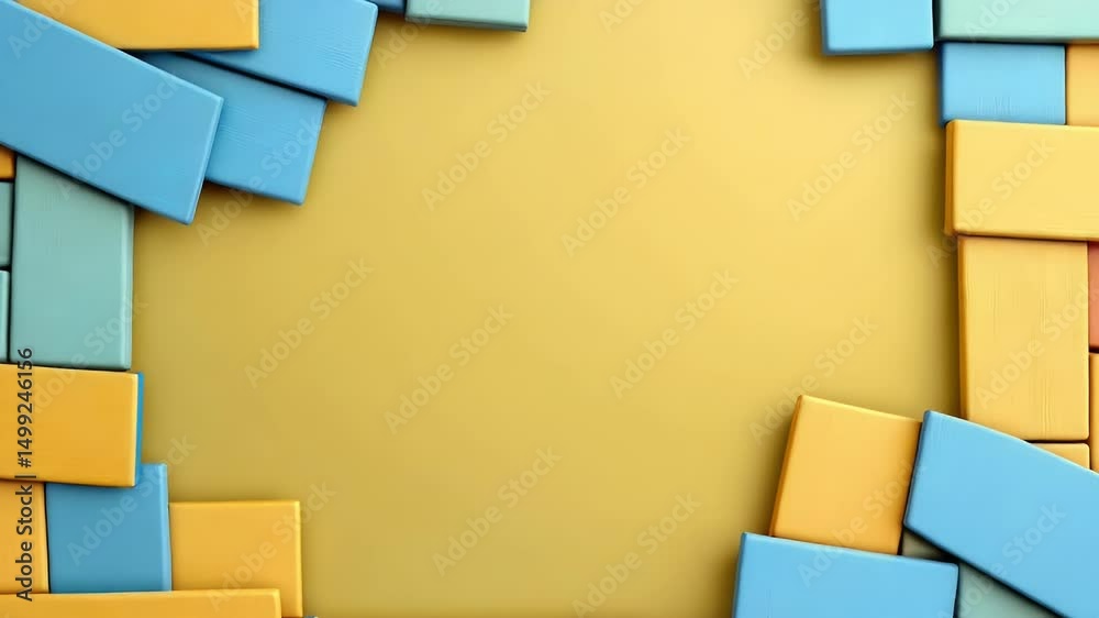 Abstract colorful blocks forming frame animation