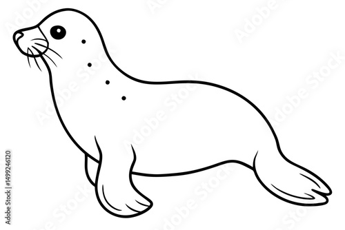 seal silhouette line art vector illustration with a white background