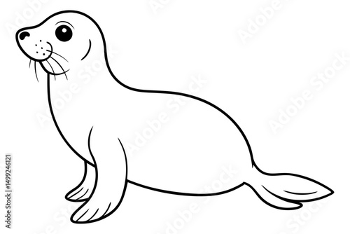 seal silhouette line art vector illustration with a white background