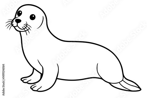 seal silhouette line art vector illustration with a white background